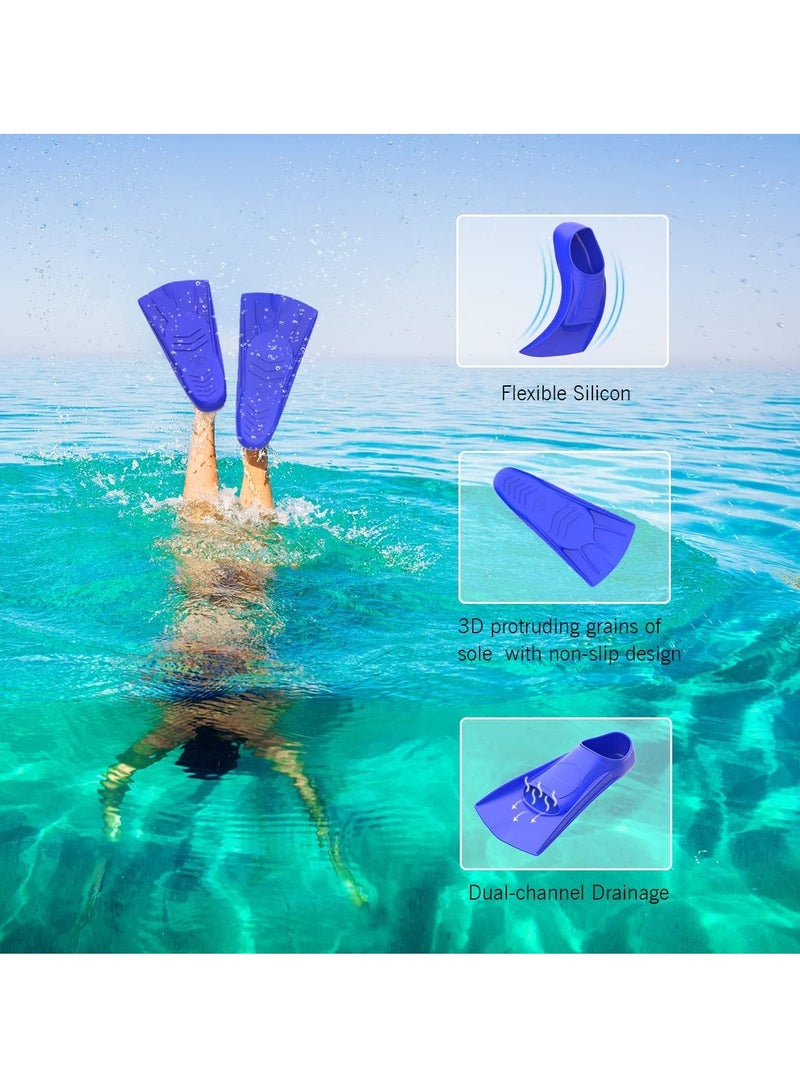 Swimming Fins, 8.27*3.35 inches Silicone Short Fins Adult Kids Professional Lightweight Diving Training Flippers for Snorkeling, and Blue - Image 4