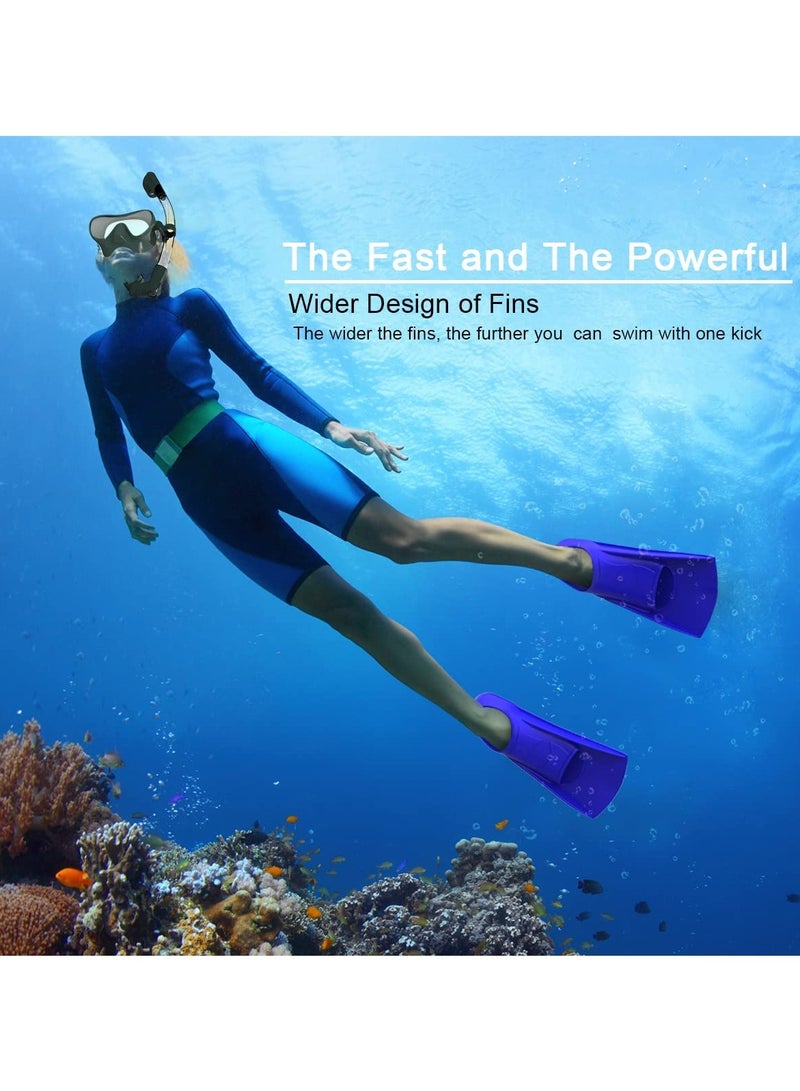 Swimming Fins, 8.27*3.35 inches Silicone Short Fins Adult Kids Professional Lightweight Diving Training Flippers for Snorkeling, and Blue - Image 3