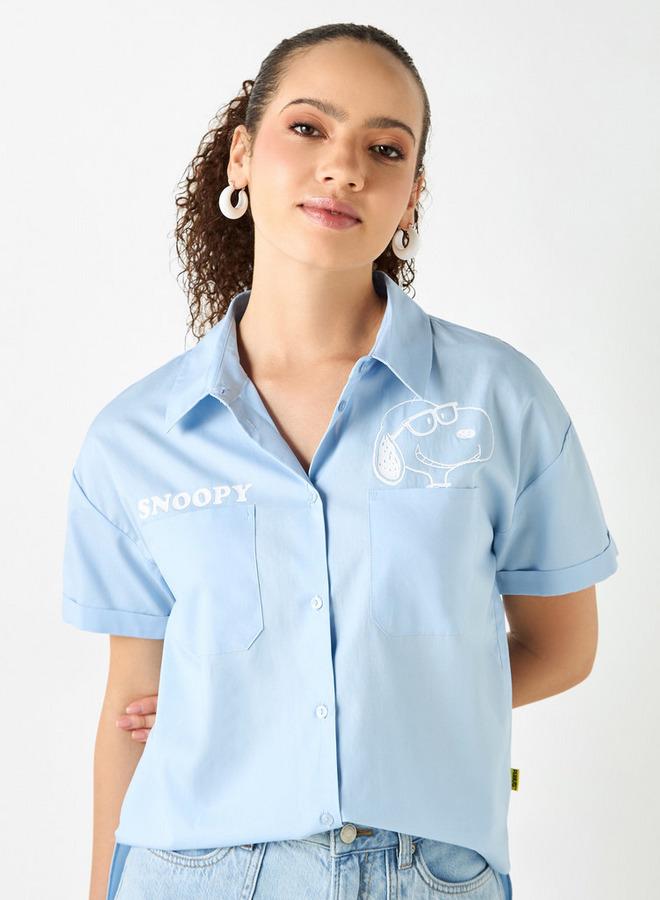 SP Characters Snoopy Dog Print Shirt with Short Sleeves and Pockets - Image 3