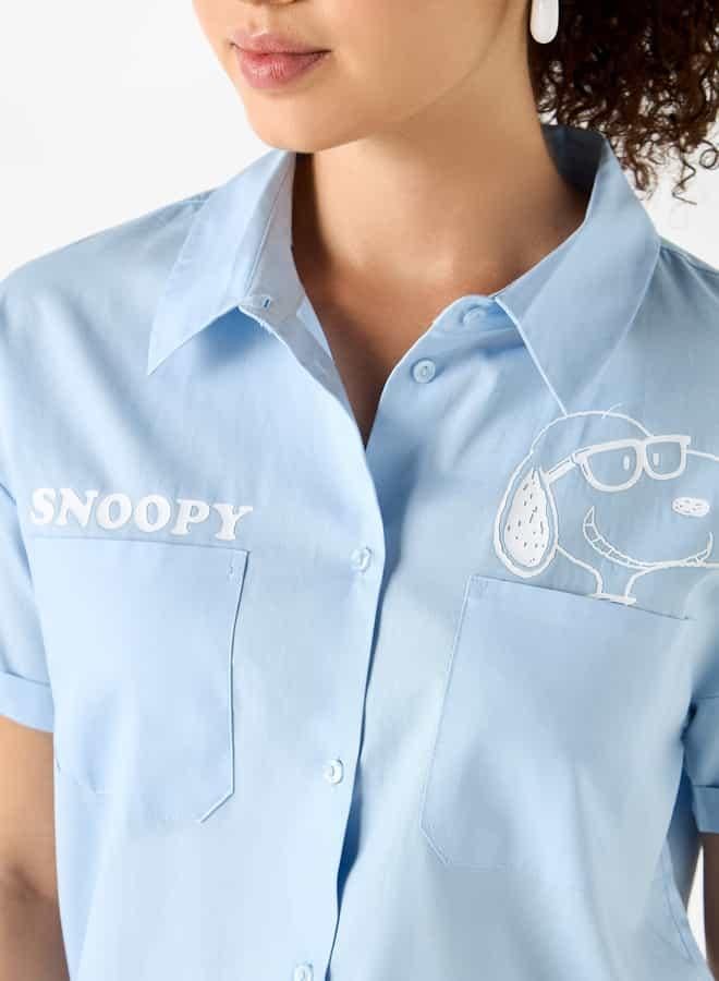 SP Characters Snoopy Dog Print Shirt with Short Sleeves and Pockets - Image 4