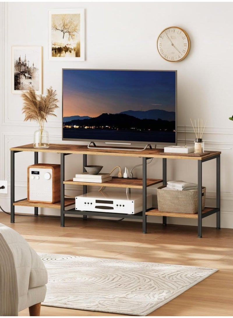 XiuWoo TV Stand for 60 inch TV with Storage Shelves, Modern TV Entertainment Center, Wooden TV Console Table with Shelves for Living Room 160*40*52cm - Image 1