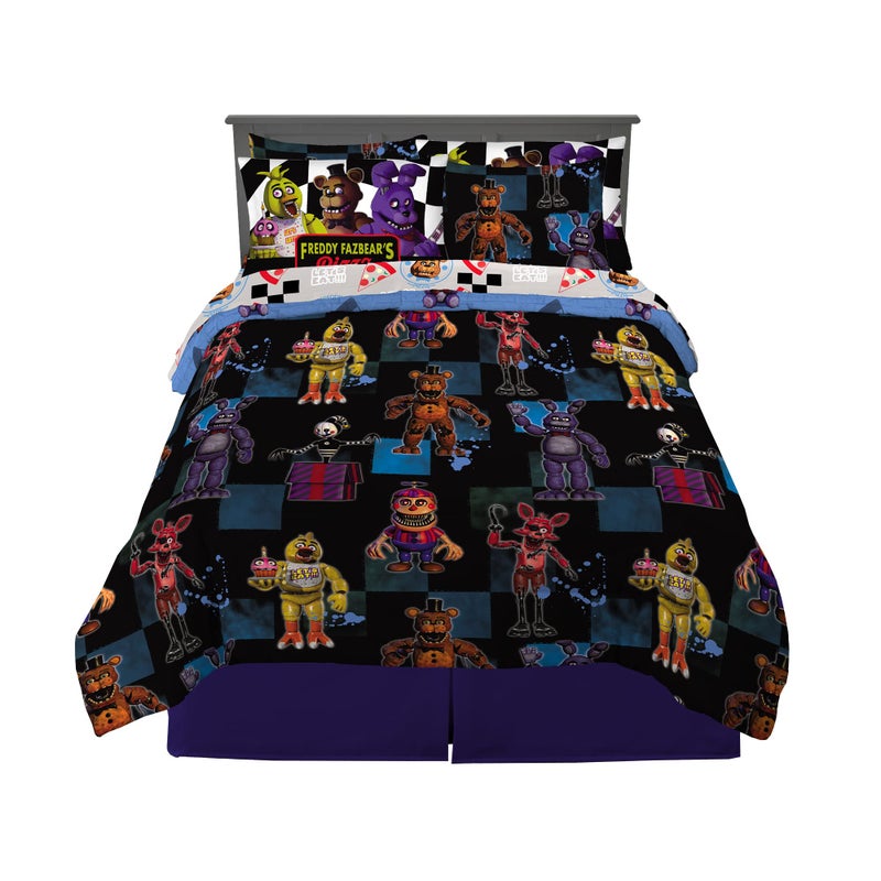 Franco Kids Bedding Super Soft Comforter and Sheet Set with Sham, 7 Piece Full Size, Five Nights At Freddy's - Image 1