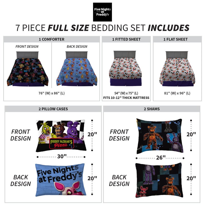 Franco Kids Bedding Super Soft Comforter and Sheet Set with Sham, 7 Piece Full Size, Five Nights At Freddy's - Image 3