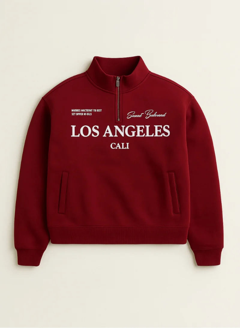 victor and jane “Los Angeles Cali” Half-Zip Sweatshirt – 100% Cotton Fleece Pullover | 280 GSM