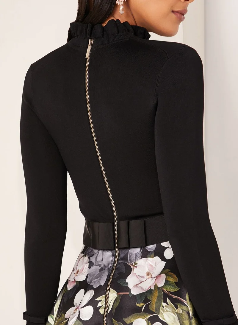 Ted Baker Nerida High Neck Floral Print Skirt Dress