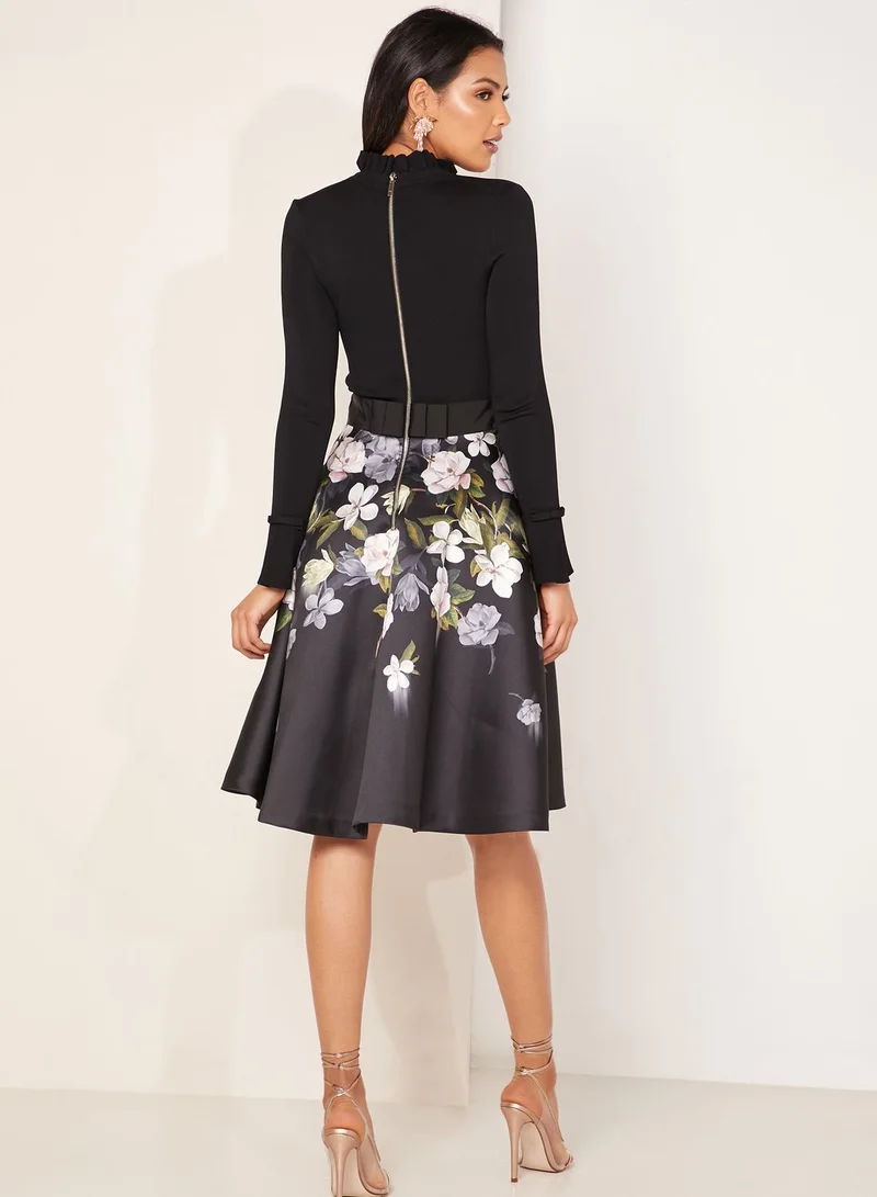 Ted Baker Nerida High Neck Floral Print Skirt Dress