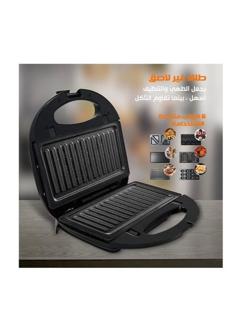 Home Gold 6 in 1 Waffle and Sandwich Maker Stainless Steel Shatterproof - Waffle Maker with Non-Stick Coating, Fixing Clip, Easy to Use and Clean - Multipurpose Kitchen Tools for Waffles and Sandwiches (2023-1)
