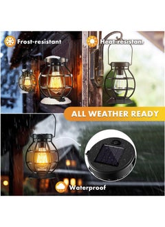 ماجيفت 2 قطعة من الفوانيس الشمسية المعلقة في الهواء الطلق، فانوس معدني للديكور، إضاءة LED مقاومة للماء للحديقة - ديكور الحديقة للفناء، الفناء، الممر، المناظر الطبيعية  - Image 2