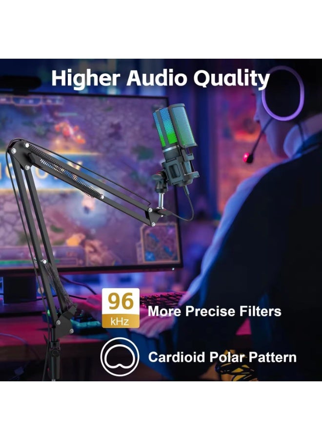 Joshberg Professional USB Streaming Podcast PC Microphone Studio Cardioid Condenser Mic Kit with Boom Arm For Recording YouTube - Image 2