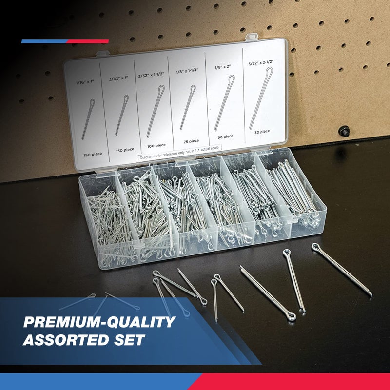 NEIKO 50454A Cotter Pin Assortment | 555 Piece | Zinc Plated Premium Quality | Steel Split Pin Fastener Clips | Straight Hairpins | Holds Pins or Castle Nuts in Place - Image 5