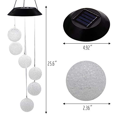 MorTime LED Solar Crystal Ball Wind Chime, 25" Mobile Hanging Wind Chime for Home Garden Decoration, Automatic Light Changing Color - Image 2