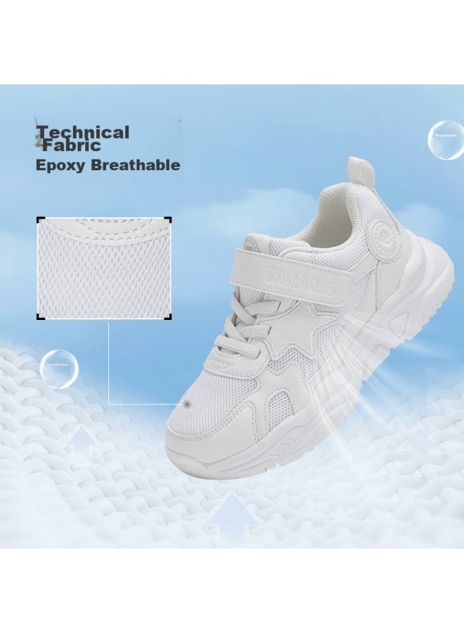 Taranis Spring White Children's Sneakers For Boys And Girls, Versatile Lightweight Running Shoes For Older Kids, White, Size 33 - Image 1