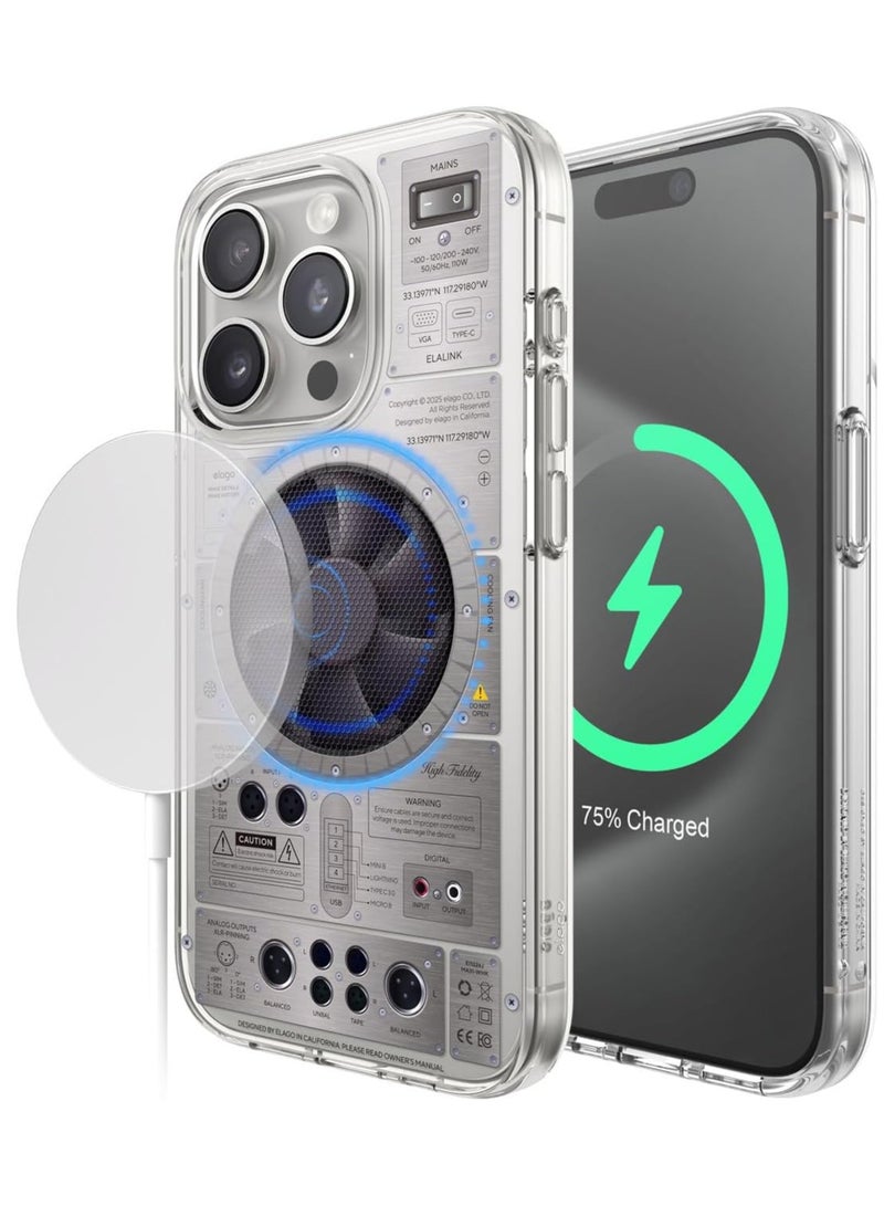 Elago Magnetic Hybrid Clear Compatible with MagSafe for iPhone 15 PRO Shockproof Bumper Raised Camera Protection Case Cover - AMP