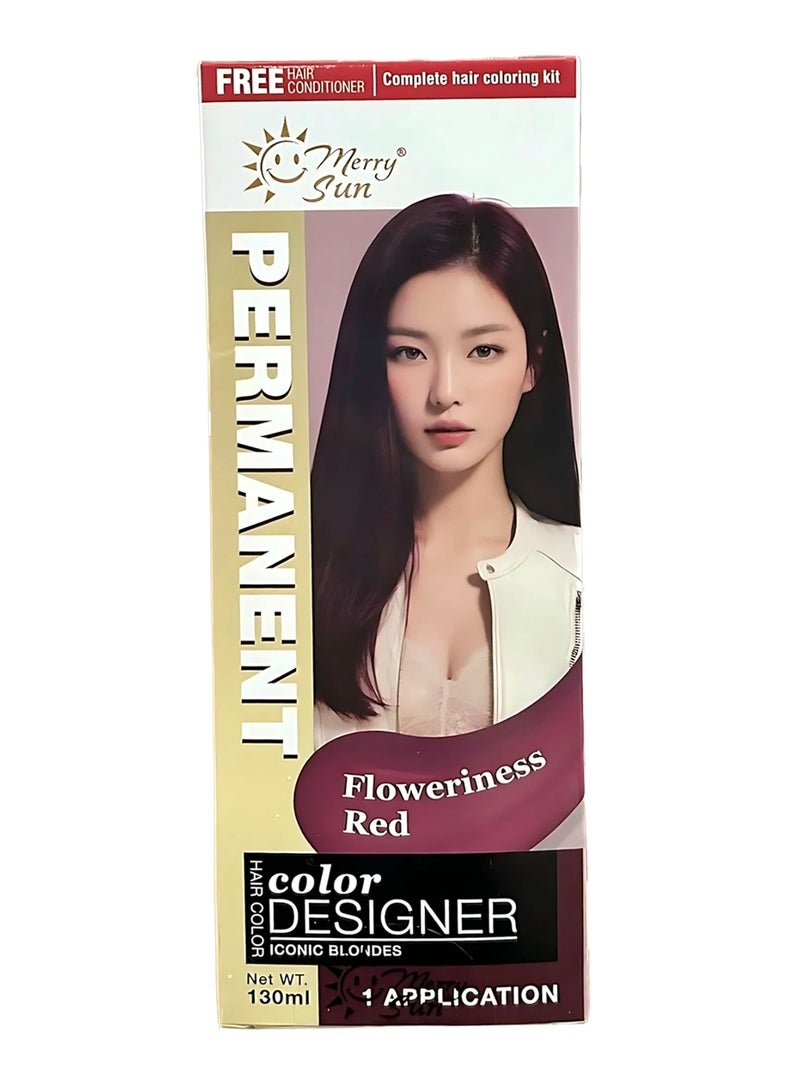 ميلاد سعيد صبغة شعر دائمة من ميري صن - أحمر زهري (مجموعة تلوين كاملة، 130 مل)