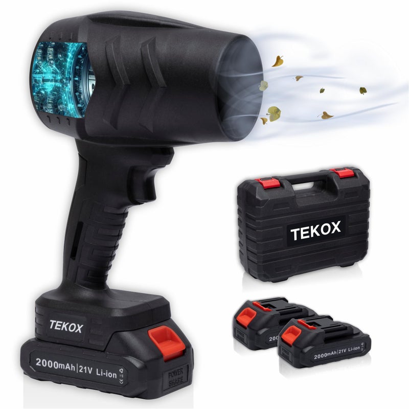 TEKOX Cordless Air Duster for Electronics & Car Detailing â€“ 180,000 RPM High Power, Rechargeable 21V Keyboard Cleaner & Air Blower, 2 Batteries Included - Image 1