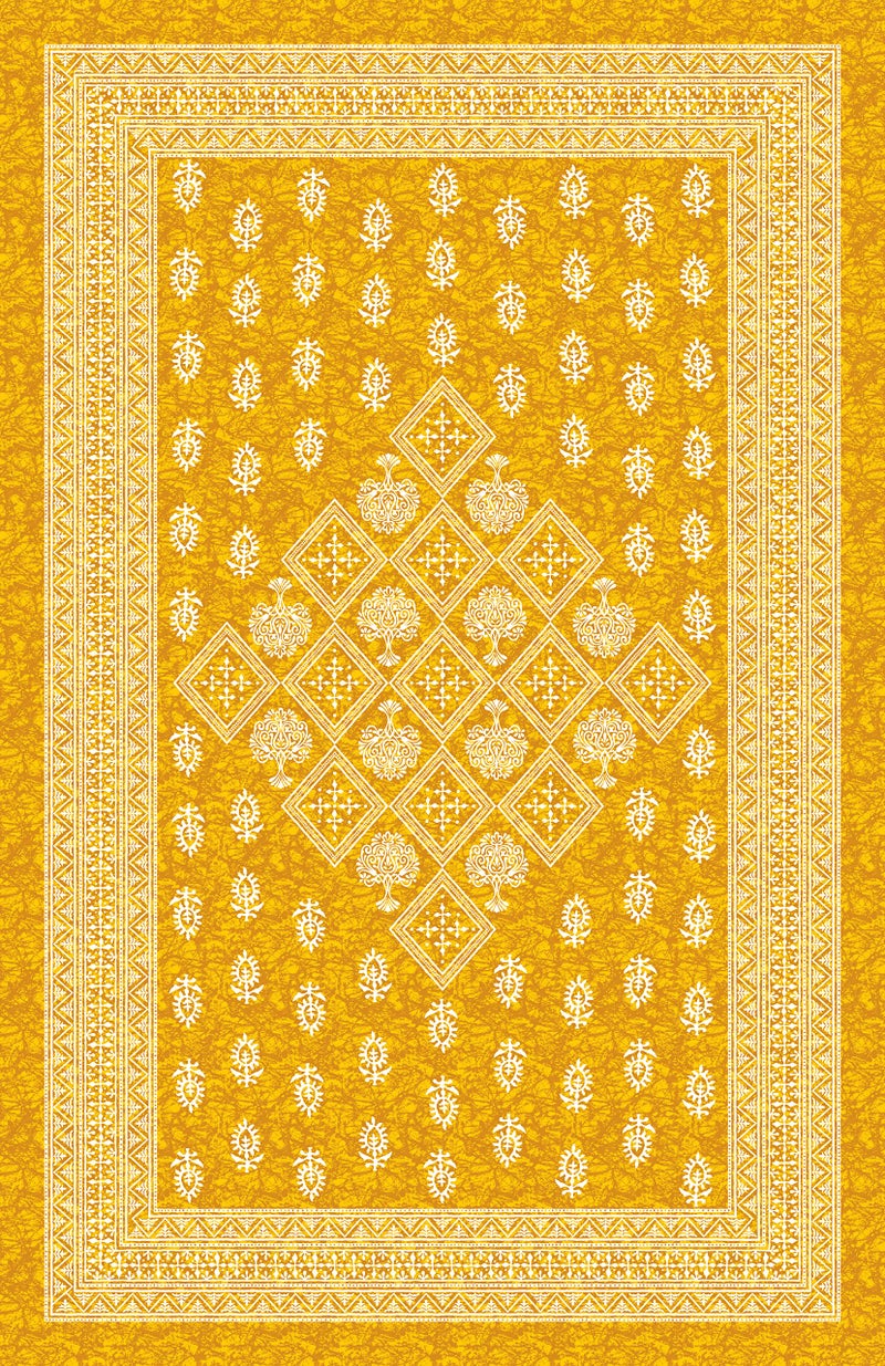 SheetKart Folk Floral 100% Pure Cotton Jaipuri Printed Bedsheet for Single Bed, Traditional Ethnic Bed Cover - Peaches Yellow - Image 5
