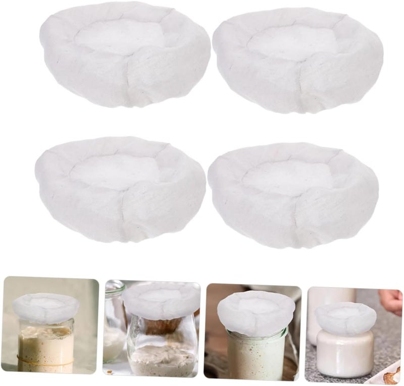 4Pcs Reusable Sourdough Cloth Covers for Jars Bread Proofing Lids Lightweight Easy to Use Storage for Sourdough Baking - Image 3