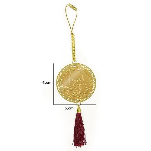 Diviniti 24K Gold Plated Double Sided Guruji & Blessings Car Dangler Guruji Hanging Car Decor Luxurious Dangler| Divine Accessories for Positive Energy & Protection 6 CM - Image 5
