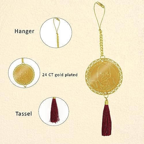 Diviniti 24K Gold Plated Double Sided Guruji & Blessings Car Dangler Guruji Hanging Car Decor Luxurious Dangler| Divine Accessories for Positive Energy & Protection 6 CM - Image 3