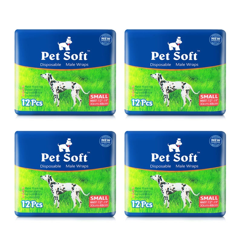 Pet Soft Disposable Male Dog Wraps Dog Diapers for Male Dogs Puppy Diapers 48pcs Small