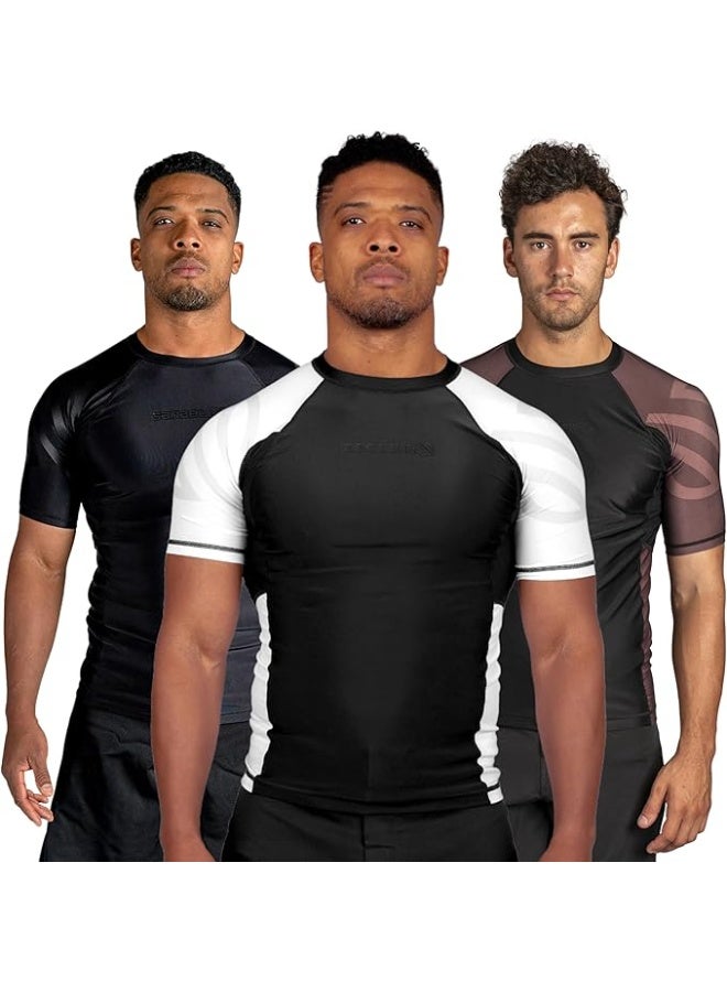 Sanabul  Essential Short Sleeve Compression Shirt For Men | Mma Wrestling Jiu Jitsu Bjj Base Layer Rash Guard | Workout Men'S Compression Shirt (2X-Large, White) - Image 1
