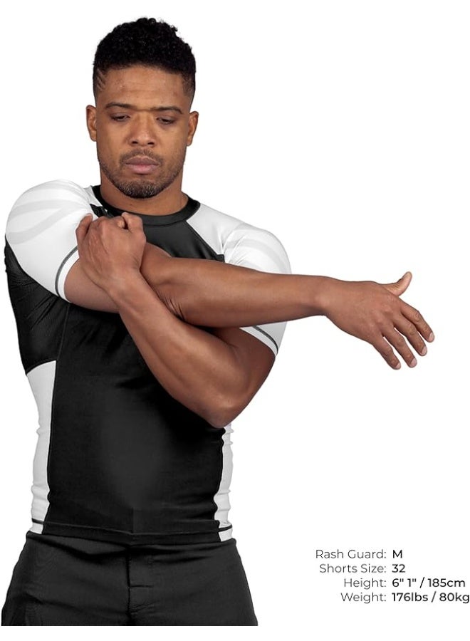 Sanabul  Essential Short Sleeve Compression Shirt For Men | Mma Wrestling Jiu Jitsu Bjj Base Layer Rash Guard | Workout Men'S Compression Shirt (2X-Large, White) - Image 2