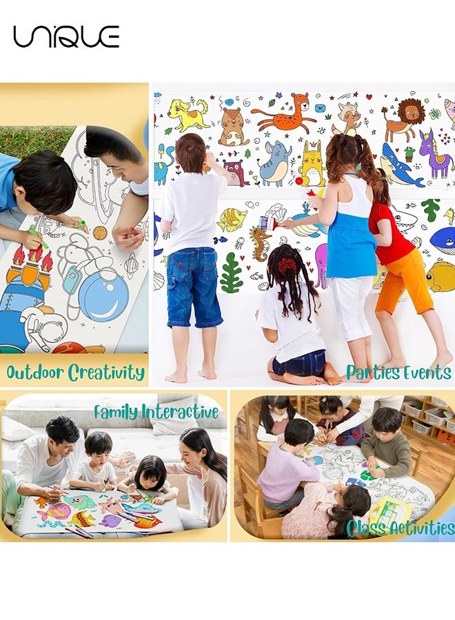 300x38cm Kids Drawing Paper Roll, Coloring Paper Roll Painting Color Filling Paper, Coloring Poster Drawing Roll Coloring Book DIY Art Crafts for Preschool Kindergarten Classroom