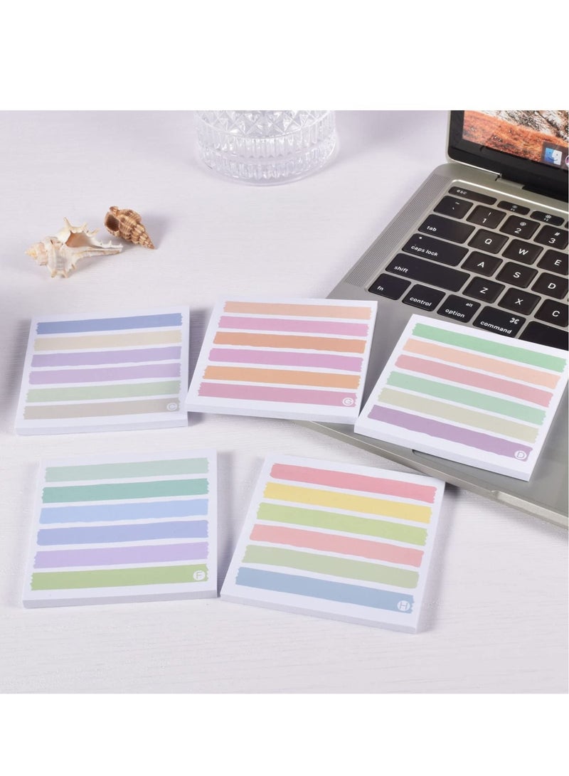 Excefore 8 Pack Lined Sticky Notes, Colorful Stripe Sticky Notes Clear Pad, Super Sticking Power Memo Pads, Suitable for Study Notes Works School and Office Supplies (50 Sheets,3x3 in ) - Image 3