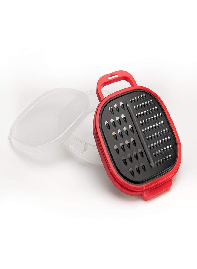 Mobi Storage grater with 2 grating surfaces and cover for storing leftovers (red color) (Red) - Image 1