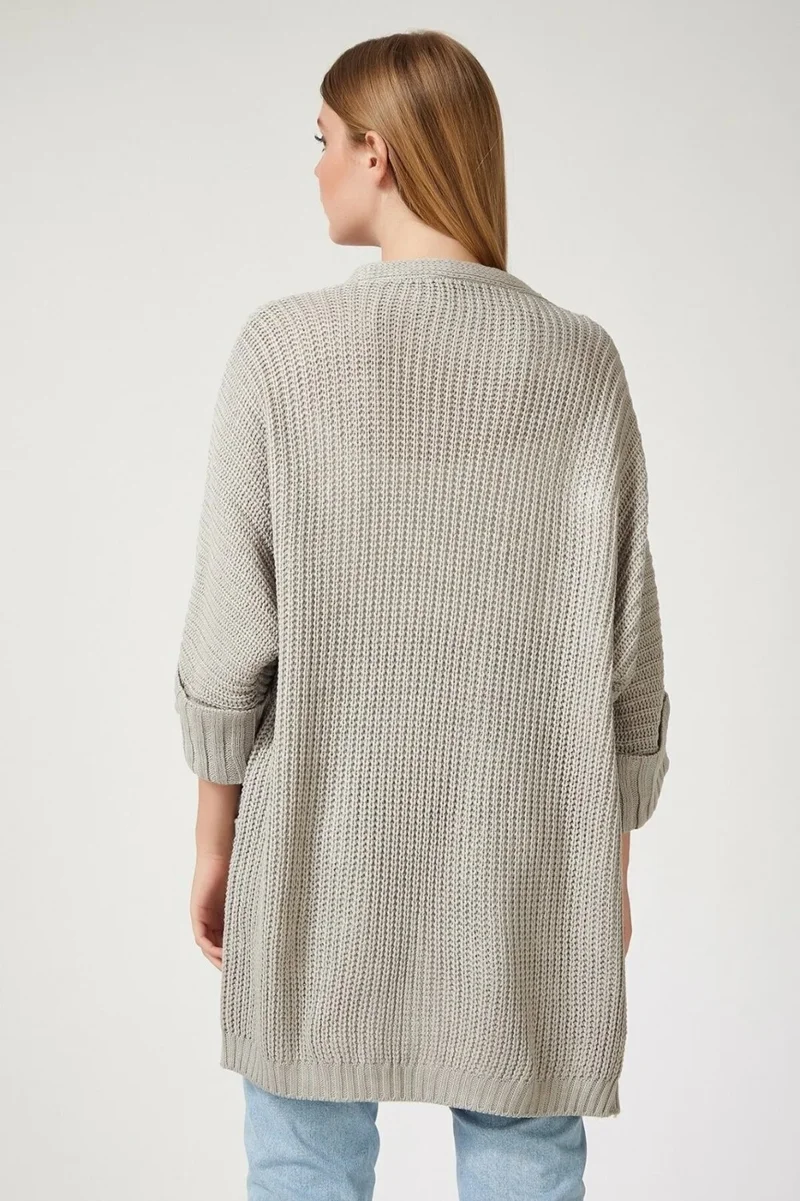 Işılda Fashion Women's Clothing Folded Sleeve Knitted Cardigan