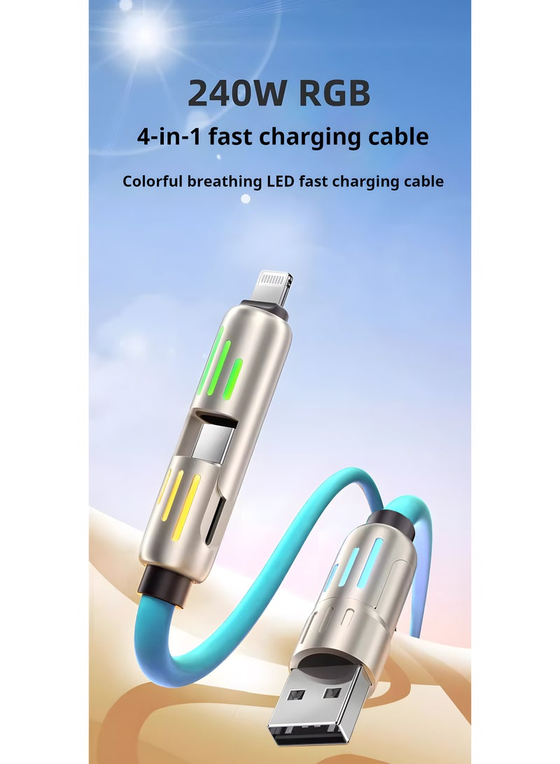 أضف هذا كابل شحن سريع للغاية للهواتف المحمولة 4 في 1 بقوة 240 واط بطول 1.5 إلى 2 متر - Image 4