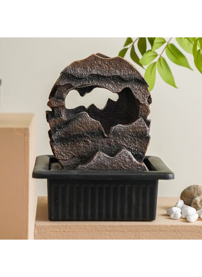 DANUBE HOME Danube Home Stalaca Nature Fountain With Color Light - 21X17X25 Cm Brown Polyresin & Plastic Indoor Water Features Home Decor Collection For Living Room, Balcony Decorative Home Accessories  - Image 1