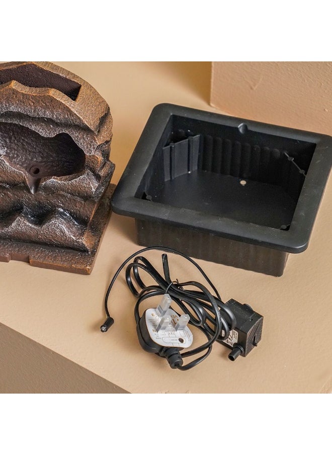 DANUBE HOME Danube Home Stalaca Nature Fountain With Color Light - 21X17X25 Cm Brown Polyresin & Plastic Indoor Water Features Home Decor Collection For Living Room, Balcony Decorative Home Accessories  - Image 3