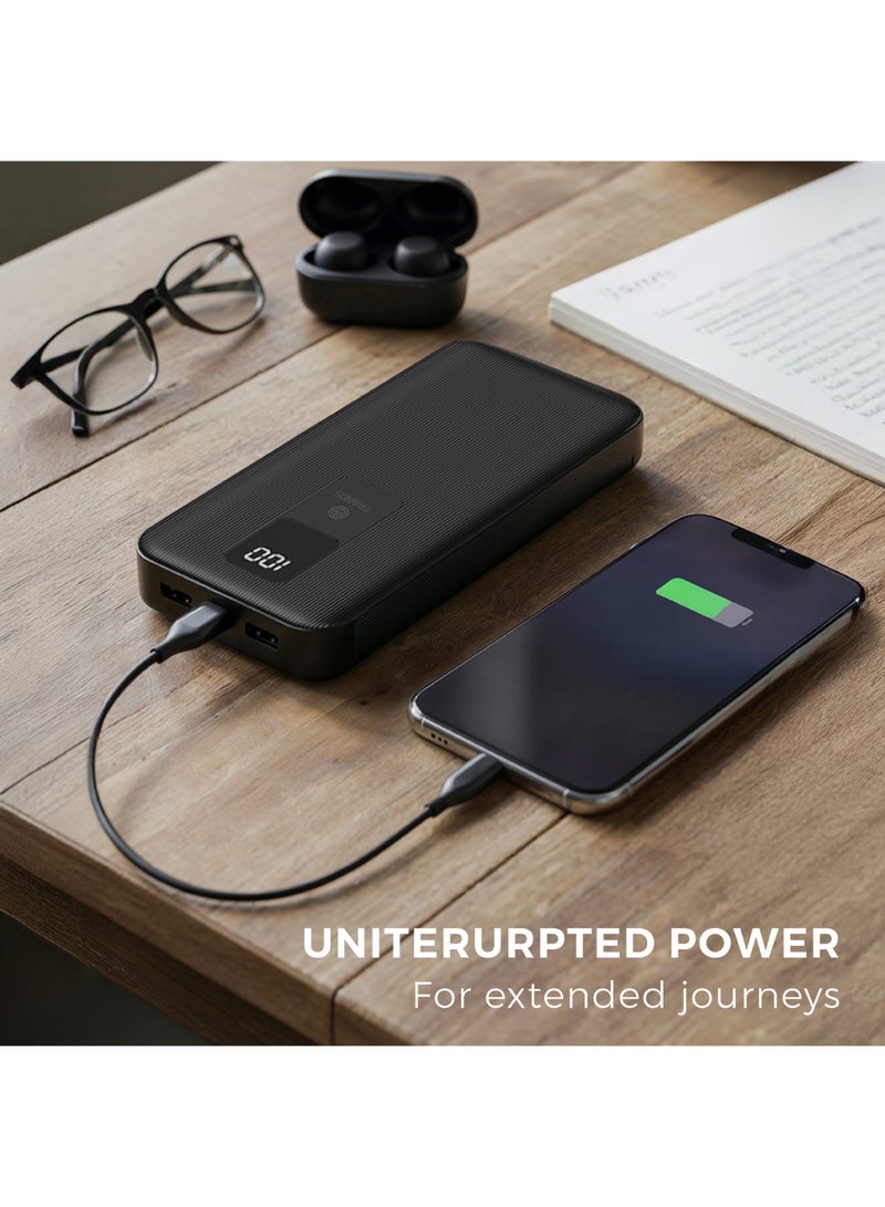 Trands 20000mAh Fast Charging Power Bank PB6375 – 22.5W USB-A & PD 20W USB-C Dual Output, LED Digital Display, Slim Li-Polymer Portable Charger for iPhone, Android & Tablets - White - Image 5