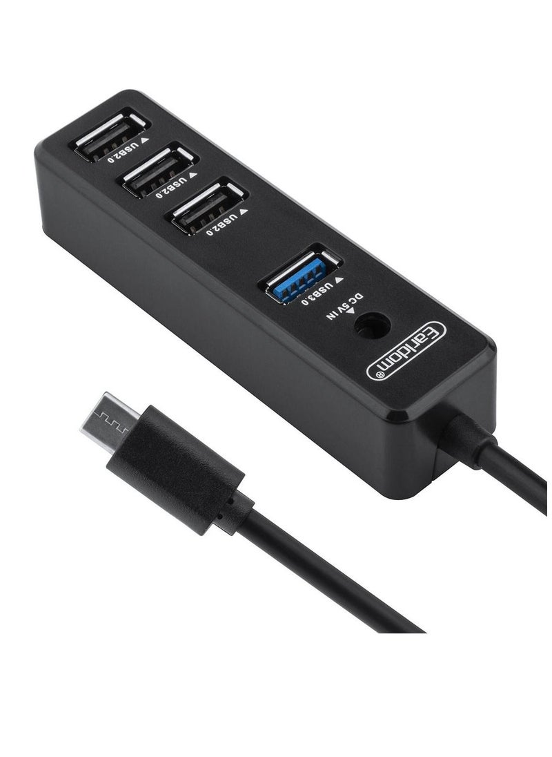 Earldom - ET-HUB08 4 in 1 Usb Hub Adapter (Type-c Usb-C) Fekete Adapter - Image 1