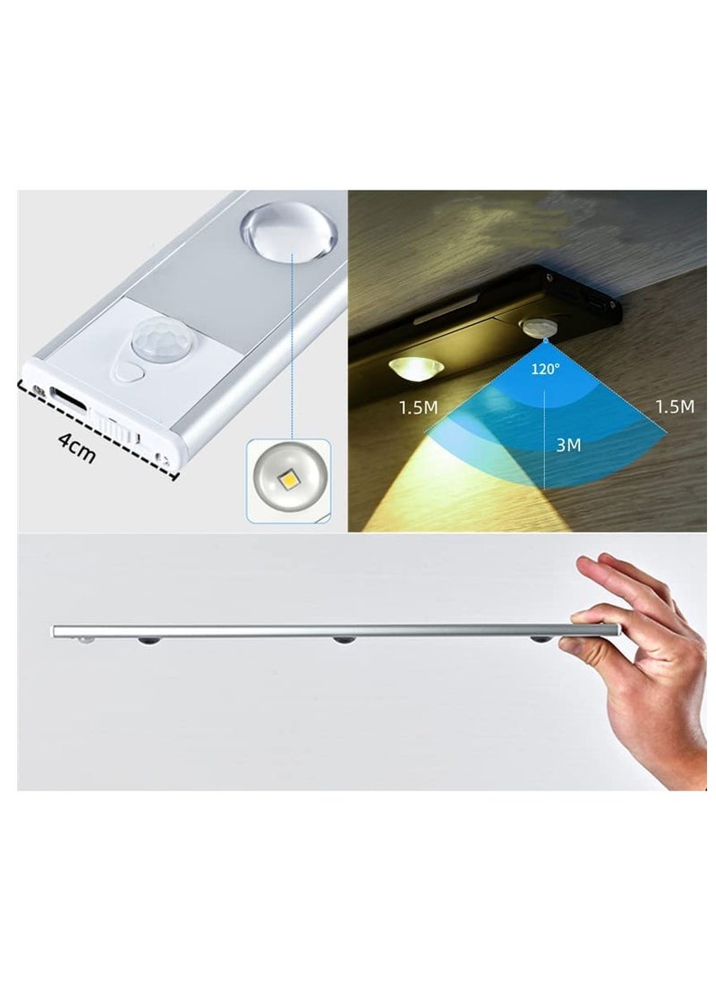 Hawaii - Motion Sensor Light LED Rechargeable Cabinet Lights Ultra Thin Induction Night Light Wireless Lighting for Wardrobe Cupboard Kitchen Bookshelf Showcase Pantry and Wine Cabinet 40CM White - Image 1
