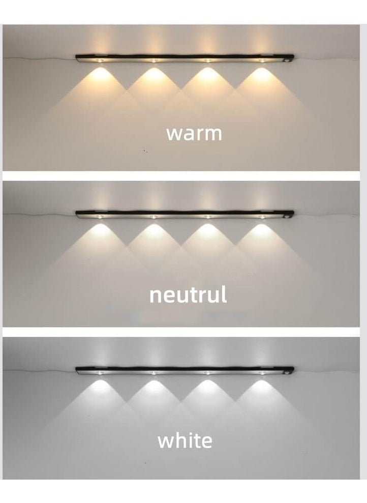 Hawaii - Motion Sensor Light LED Rechargeable Cabinet Lights Ultra Thin Induction Night Light Wireless Lighting for Wardrobe Cupboard Kitchen Bookshelf Showcase Pantry and Wine Cabinet 40CM White - Image 1
