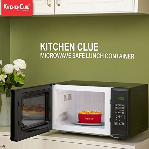 KITCHEN CLUE Microwave Safe Stainless Steel Container With Lids I Pack Of 4 Pcs, Red - 350 ML Each I Leak Proof Lunch Box For Office School Home BPA Free Use for Kids & Adults - Image 4