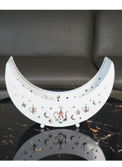 Y&D White Iron Moon shaped Dining Tray EID MUBARAK Artwork Decoration 