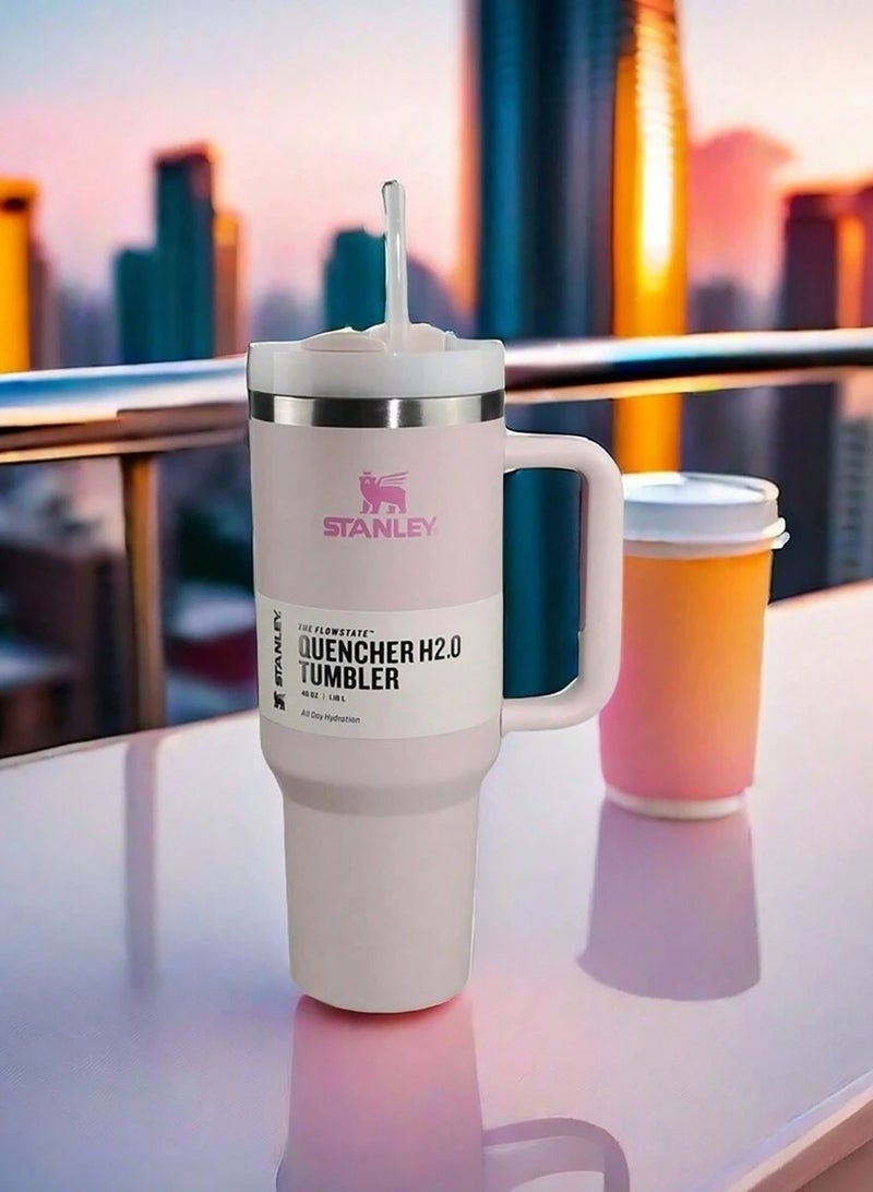 ستانلي كوب سفر كبير للغاية من ستانلي كوينشر ، مصنوع من الفولاذ المقاوم للصدأ معزول، كوب سفر للسيارة، كوب قهوة مثلج، كوب مشروبات رياضية خارجية، كوب مكتب - Image 4