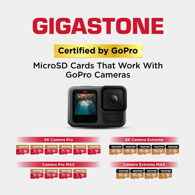 Gigastone [5-Yrs Free Data Recovery] GIGASTONE 256GB Micro SD Card, 4K Camera Extreme, MicroSDXC Memory Card for Switch, GoPro, Action Camera, DJI, R/W up to 100/60MB/s, UHS-I U3 A2 V30 C10, with Adapter - Image 4