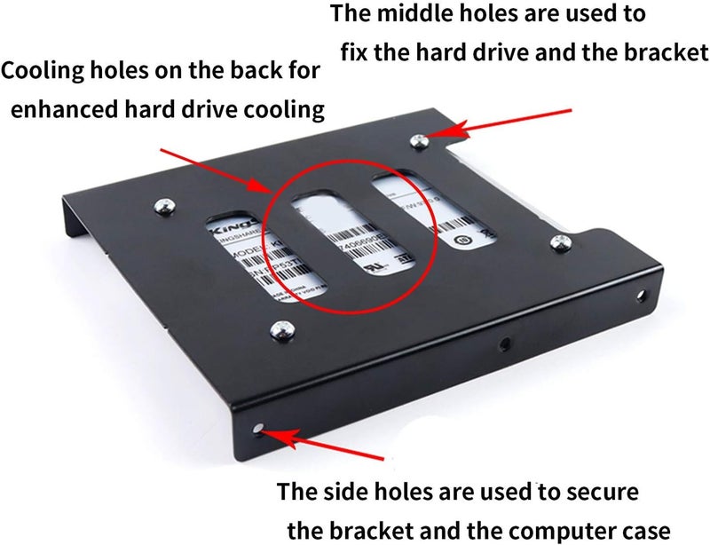 Saisn HDD SSD Mounting Bracket 2.5 to 3.5 Adapter Hard Drive Holder (Pack of 2) - Image 4