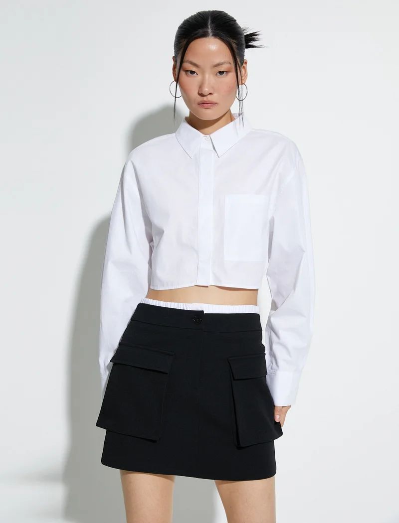كوتون Elastic Waist Pocket Detail Skirt