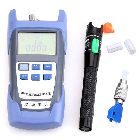 Fiber Optical Power Meter 30KM Visual Fault Locator FC-LC Adapter Fiber Optic Cable Tester Checker Test Tool Kit for CATV Telecommunications Engineering Maintenance