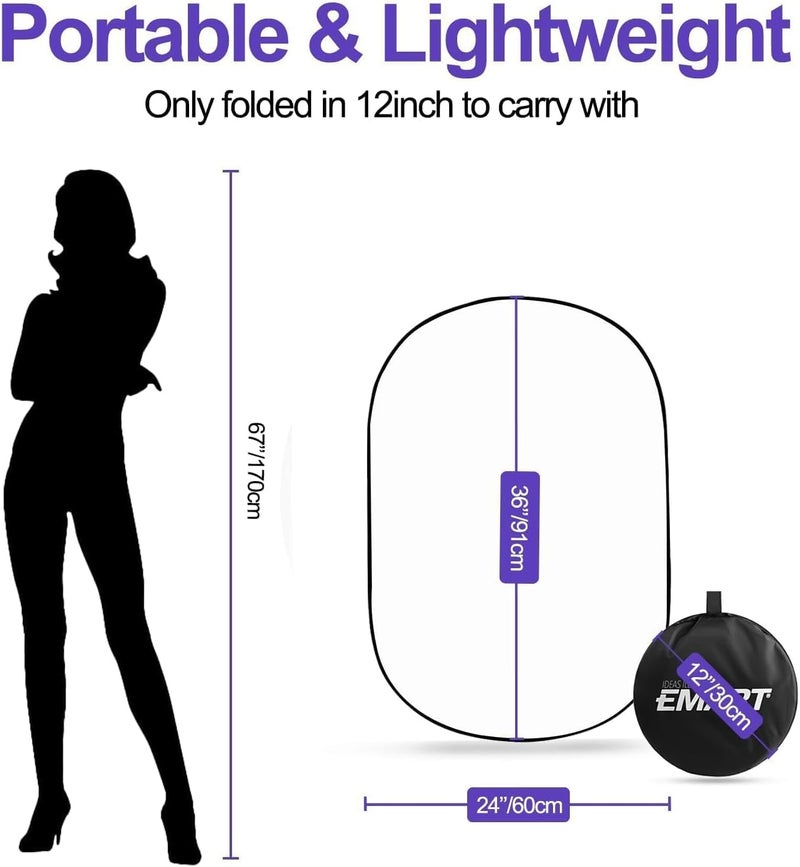 EMART 24'' x 36''(60 x 90cm) 5 in 1 Photo Collapsible Photography Reflector with Bag, Large Oval Portable Panel for Studio Video, Portraint, Outdoor Shooting -Translucent, White, Silver, Gold, Black - Image 5