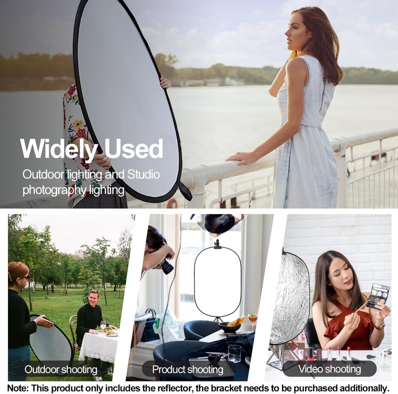 EMART 24'' x 36''(60 x 90cm) 5 in 1 Photo Collapsible Photography Reflector with Bag, Large Oval Portable Panel for Studio Video, Portraint, Outdoor Shooting -Translucent, White, Silver, Gold, Black - Image 4
