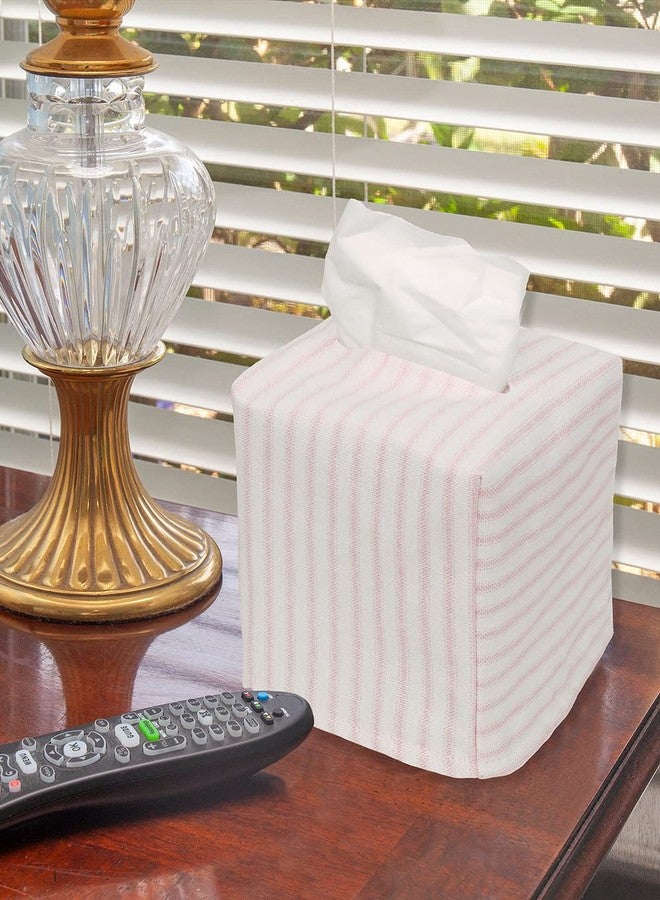 Decorative Things Tissue Box Cover Tissue Holder Tissue Dispenser Square Cube, Soft Fabric Cover Slips Over Cardboard Facial Tissue Boxes - Pink Room Decor, Nursery Decor, Bathroom, Bedroom, Lined Fabric Folds Flat - Image 2