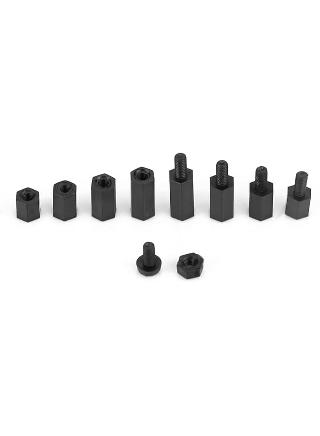 promass 300Pcs Standoff Screws M3 Nylon Screw Nut Hex Male Female Standoff Screws Set Assortment Kit with Storage Box, Black - Image 1
