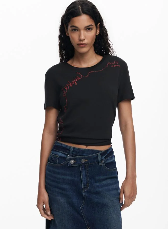 DESIGUAL Combined denim midi skirt