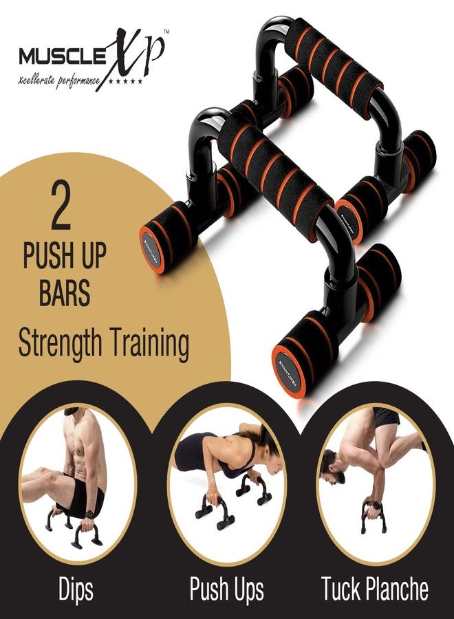 ماسل إكس بي حامل قضبان تمارين الضغط MuscleXP DrFitness+ بمقبض إسفنجي لتمارين الصدر والذراعين والبطن، مناسب للتمارين الرياضية المنزلية للرجال والنساء - Image 4